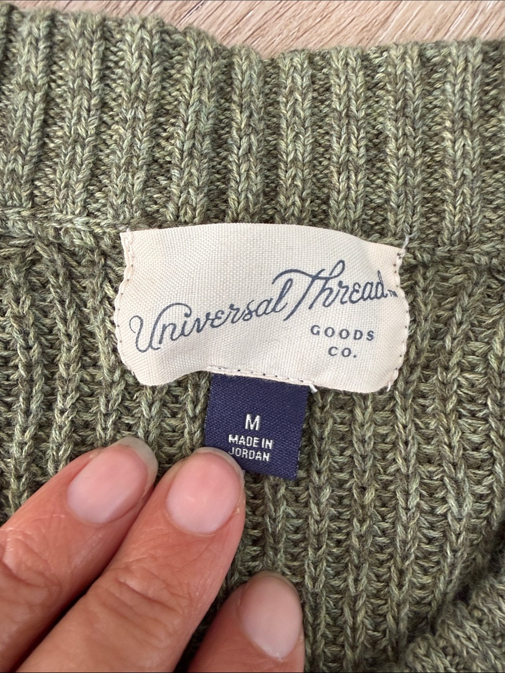 Universal Thread Olive Ribbed Button Cardigan with Wood Buttons - Picture 2 of 3